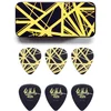 Image de Dunlop EVH PT04 Black Pick Tin with Yellow Stripes Set of 6 - Plectrum set