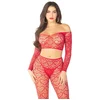 Image de Leg Avenue - Off The Shoulder Top and Footless Tights Lingerie set - Rood
