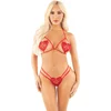 Image de Leg Avenue - Open Cup Bra and Pearl String Lingerie set - Rood