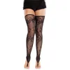 Image de Leg Avenue - Floral Net Toe Loop Footless Thigh high kousen - Zwart