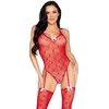 Image de Leg Avenue - Heart Body with Attached Stockings Lingerie set - Rood