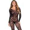 Image de Leg Avenue Bodies Kant - Lace Lingerie Bodystocking - Zwart