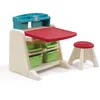 Image de Step2 Flip & Doodle Easel Bureau met stoel voor kinderen - 2-in-1 kinderbureau en schildersezel van plastic / kunststof - Knutseltafel met opbergruimte