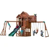 Image de Backyard Discovery Skyfort II Speeltoestel - Speeltoren met Schommels, Glijbaan, Zandbak, Klimwand en Klimrek - Speelhuis met verdieping van hout voor de tuin / buiten