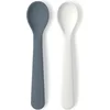 Image de Ekobo - Babylepel siliconen set - grijs/blauw - BPA vrij - Lange steel