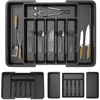 Image de Uitschuifbare Besteklade   met 8 vakken   opbergsysteem voor keukenladen -voor Bestek, Messen & Keukengerei