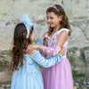 Image de Great Pretenders - Kind verkleedjurk prinses sneeuwkoningin in fluweel - Blauw 7 - 8 jaar