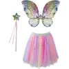 Image de Great Pretenders Verkleedkledij Regenboog sequins rok met vleugels en toverstok - Multi - 4/6 jaar - Maat 4-6 jaar