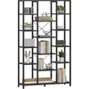 Image de Hzuaneri boekenplank, met 6 niveaus, 170 cm, Zwart met houtnerf