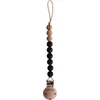 Image de Mushie Speenkoord EVA - Black / Hout (look) - 100% siliconen kralen