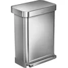 Image de Simplehuman Rechthoekige Pedaalemmer - 55L - Met Zakkenhouder - Zilver RVS