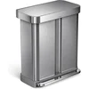 Image de Simplehuman Rectangular Prullenbak - Afvalscheiding - 58 Liter Inhoud (24 + 34 liter) - RVS - Softclose deksel incl. pedaal