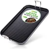 Image de NutriChef Grillpan voor op het Fornuis - Grillplaat  Ribbelpan- Dubbele Branders- Hard Geanodiseerd -Antiaanbak Grill