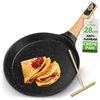 Image de NutriChef Crêpepan 28 cm   Inductie Anti-aanbak Pannenkoekenpan - Met houten spreider - Marmeren coating