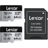 Image de Lexar 64GB Micro SD Silver Plus 205 Mb/s UHS-I V30 - 2 Stuks