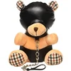 Image de Master Series - Sexy Cadeau - Kinky Knuffel Beer - Vegan Leer - Zwarte en Licht Perzikkleurig