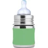 Image de Pura Speenfles 150 ml - Plasticvrij - Drinkfles - Voorkomt Maagkrampen - Vaatwasserbestendig - Inclusief Siliconen Speen, Reisdop en Sleeve - Top is Verwisselbaar - Veelzijdig - Moss