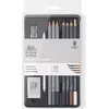 Image de Winsor & Newton 0490010 Studio Collection Grafiet- & Houtskoolpotloden Set 10-delig   Schets- en Tekenpotloden met Accessoires