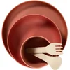 Image de Bo Jungle - CPLA Eet Set Baby - Kinderservies - Kraamcadeau - Bestek - Beker - Bord - 5 stuks - Milieu verantwoordelijk - Ecologisch - Vaatwasbestendig en magnetronbestendig - Eco-responsable CPLA Tableware Set Oker