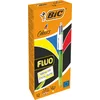 Image de BIC 4 Kleuren Fluo Uitschuifbare Balpennen - Doos van 12 Stuks - 1Zwarte 1Blauwe 1Rode Punt van 1 mm en 1Fluorescerende Gele Punt van 1.6 mm