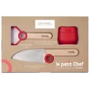 Image de Opinel Le Petit Chef Kinderkeukensetje Rood - 3-delig - Koksmes, Vingerbeschermer en Dunschiller