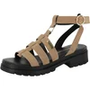 Image de Platte sandalen van getobd leer