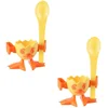 Image de Fackelmann 9909950 Set van 2 eierdopjes, houder voor zachtgekookt ei, eierdopje voor zachtgekookt ei met lepel, Plastic, Geel, 8 x 5 x 5,5 cm