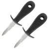 Image de Fackelmann 9325550 Set van 2 oestermessen, mes om oesters te openen, oestermes, Plastic, Roestvrij staal, Zwart, Rood, 15,5 x 5,3 x 3,9 cm