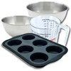Image de Bakkerijset met siliconen muffinvorm voor 6 muffins, 2 mengkommen, maatbeker en spatel Zenker