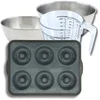 Image de Zenker 9377950 Bakset Donutvorm voor 6 Donuts 36 x 26 cm, Siliconen Glasvezel, Donuts, 2 RVS Kommen 20,5 en 25 cm, Plastic Maatbeker 1 L, Spatel, Zwart