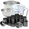 Image de Zenker 9378850 Set Bakplaat 12 Mini Ronde Bakvormpjes 38 x 30 cm Staal, Anti-aanbak Teflon, Verrines, Individuele Taarten, 2 RVS Kommen 20,5 en 25 cm, Plastic Maatbeker 1 L, Spatel, Zwart
