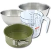 Image de Zenker 9379650 Set met Springvorm 24 cm van ILAG anti-aanbakstaal zonder PFAS en Carnaubawas, Ronde Taarten, 2 RVS Kommen 20,5 en 25 cm, Plastic Maatbeker 1 L, Spatel, Groen