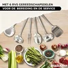 Image de Set van 3 pannen 20, 24 en 28 cm in roestvrij staal, 3 glazen deksels en 6 roestvrijstalen keukengerei Fackelmann Eterna