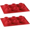 Image de Dr Oetker 1270 Set van 2 mallen voor 6 mini Kougelhopfs van siliconen, Siliconen mal, Taartvorm, Mal voor Kougelhopf, Siliconen mal, Mini taartvormen, Siliconen, Rood, 30 cm x 17,5 cm x 3,5 cm