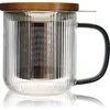 Image de OGO Glazen theetas met zeef en deksel Karl - Grijs handvat - 300ml