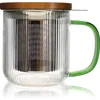 Image de OGO Living - Theemok met zeef - Karl - borosilicaatglas - groen handvat - 300 ml