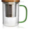 Image de OGO Living - Karl - Glazen theemok met zeef - groen handvat - 450 ml