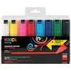 Image de Wit - Zwart - Rood - Donkerblauw - Geel - Donkergroen - Roze - Lichtblauw set van 8 verfstift op waterbasiss met conische punt breed