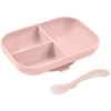 Image de Béaba Siliconen Eetset - Bord met 3 Vakjes en Lepel - Kinderservies met Zuignap - Vaatwasserbestendig Kinderservies - Roze