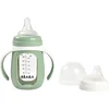 Image de Béaba 2-in-1 Glazen Meegroeifles - Glazen Babyfles met Siliconen Hoes & Handgrepen - Lekvrij & Duurzaam - BPA-vrij - Met Speen & Siliconen Tuit - 210ml - Groen