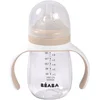 Image de Béaba 2-in-1 Glazen Meegroeifles - Glazen Babyfles met Siliconen Hoes & Handgrepen - Lekvrij & Duurzaam - BPA-vrij - Met Speen & Siliconen Tuit - 210ml - Clay
