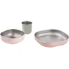 Image de Béaba RVS Maaltijdset - Inox Bord, Kom en Bekertje voor Kleine Handjes - Antislip en Geluiddempende Siliconen Hoes - Neemt Geen Geur of Smaak Op - Magnetron-, Vriezer- en Ovenbestendig - Vanaf 4 Maanden - Roze