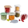 Image de Béaba Glazen Bewaarpotjes 250ml Set van 6 - Vriezer & Magnetron Bestendig - Naturel