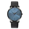 Image de Certus-model 611053-heren-horloge-zwart leder-datum-5 atm waterdicht-hoog draagcomfort-diameter 40 mm-blauwe wijzerplaat-made in France