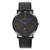 Image de Certus-model 611062-horloge-heren-zwart-zwart leder-zwarte wijzerplaat met blauwe indexen-diameter 40 mm-5 atm waterdicht-gemaakt in Frankrijk