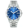 Image de Certus-herenhorloge-Blauwe wijzerplaat-datum-100 meter waterdicht-edelstaal-zilverkleurig-diameter 40 mm-Made in France
