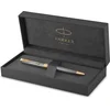 Image de Parker Sonnet balpen - medium punt - zwarte inkt - gegraveerd zilver met goudkleurige rand - incl. cadeauverpakking