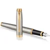 Image de Parker IM vulpen | geborsteld metaal | medium punt met blauw inktpatroon | geschenkverpakking