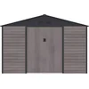 Image de Vente-unique Tuinhuisje van gegalvaniseerd staal met houteffect ADELMO - Grijs - 10,98 m²