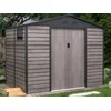 Image de Vente-unique Tuinhuisje van gegalvaniseerd staal met houteffect ADELMO - Grijs - 5,40 m²